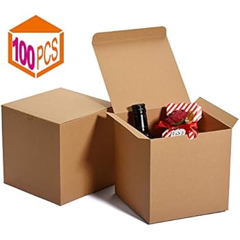 MESHA Kraft Boxes，Brown Gift Boxes 6 x 6 x 6 inches, Paper Gift Boxes with Lids for Gifts, Crafting, Cupcake Boxes (100)
