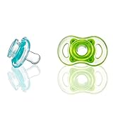 Born Free Bliss 0-6M Natural Shape Pacifier, 2-Pack (Blue & Green)