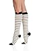 VIM & VIGR Women's 15-20 mmHg Compression Socks: Nautical Stripes - Cream & Black (Nylon) (Medium)