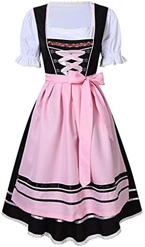 RUNRO Womens Costumes Dress Dirndl Embroidered Lace Up Halloween Festival Dress