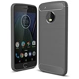 Moto G5 Plus Case, KUGI Soft Silicon Shockproof Luxury Brushed Case with Texture Carbon Fiber Design Protection Cover for Motorola Moto G5 Plus 2017 Smartphone (Gray)