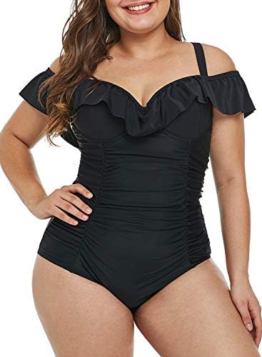 Women's One Piece Swimsuits Off Shoulder Swimwear Black Monokinis Bathing Suits