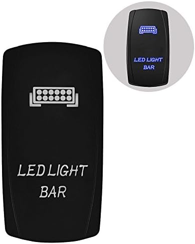 LED Light Bar Rocker Switches - Blue 5 Pin 12 Volt ON-OFF Backlit Led Switch Laser Etched Waterproof IP67 Rated for off-road Vehicles