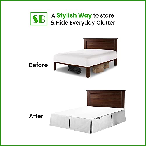 12 Inch Drop Queen Size Lt.Grey Solid Bed Skirt Split Corner Pleated