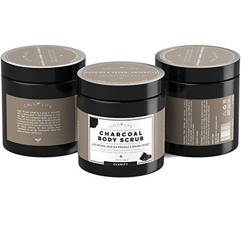 Calily Life Organic Deep Cleansing Activated Charcoal Body Scrub and Face Scrub with Dead Sea Minerals, 23 Oz. – Deep Moisturizing and Nourishment - Exfoliates, Removes Wrinkles and Revitalizes Skin