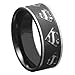 FlameReflection 8mm Men's Titanium Ring Wedding Band Black Plated Satin Polish Ridged Edge Size 12 SPJ