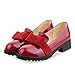Milesline Womens Round toe Patent Leather Slip on Shoes Sweet Bow Mid Heel Loafer
