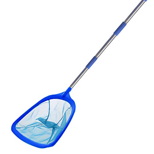 SANDEGOO Swimming Pool Leaf Skimmer Net, 8 Ft Fine Mesh Netting with Heavy Duty Connecting Stainless Steel Pole for Fast Cleaning Spas Ponds Debris(8 FT Profession)