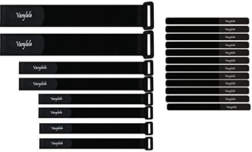 Varylala 20 Pcs Hook and Loop Securing Straps Tie downs Fastening Cable Cord Straps (Black)