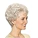 Silver-white Short Wigs for Women Fluffy Natural Wigs for Cosplay Middle-Aged and Old People