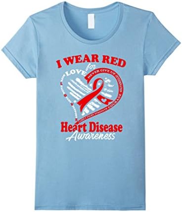 Women's Heart Disease Awareness Shirt - I Wear Red For My Hero Large Baby Blue
