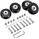 OwnMy 45 x 18mm Luggage Suitcase Replacement Wheels, Rubber Swivel Caster Wheels Bearings Repair Kits, Set of 4 (45mm x 18mm / 4pcs)