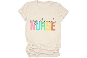 GAQEUWR Nurse Shirt for Women, Registered Nurse Shirt, Casual Nurse RN Tees Nursing Short Sleeve Tops Tshirt