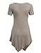 MBJ WT638 Short Sleeve Shirts for Womens Tops Casual V-Neck Summer Clothes Asymmetrical Tunic Blouses XL Taupe