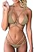 QINSEN Bikini Sets for Women Braid Criss Cross Bandage 2PCS Swimsuit Beige S