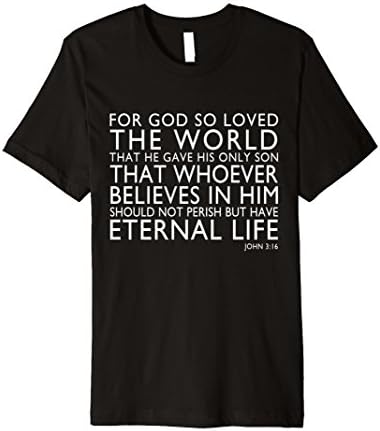 Mens For God So Loved The World Christian T-Shirt John 3:16 XL Black