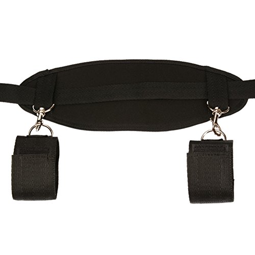 Soft Comfortable Cuffs for Ankle and Hand Wrist - Fits Almost Any Size Mattress Bed Strap Set Kit with Neck Pillow(Black)