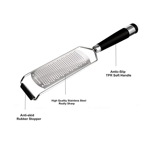 iNeibo Kitchen Cheese Grater & Lemon Zester - Sharp 18/8 Stainless Steel Blade - Ergonomic TPR Handle - Easy to Grate Or…