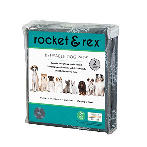 rocket & rex Washable, Puppy Pee Pads. Waterproof, Pet Training Reusable Pads. Leak-Proof and Absorbent. Limited Edition Holiday Print. (30" x 36" - 2 Pack, Snowflake)