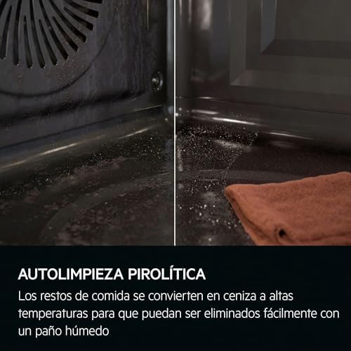 Horno Multifunción TU5PB431SB, 72 L, Limpieza Pirolítica, 9 Funciones, 45 Programas, Wifi, SurroundCook, Pantalla LED, Cocción Multinivel, Carriles Telescópicos, Mandos Escamotables, Cristal Negro