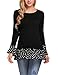 Zeagoo Women Tops Long Sleeve Polka Dot Flare Sleeve Elegant Blouses Tee Black XL