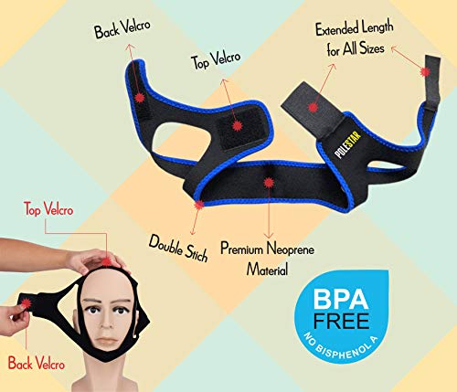 Anti Snoring Chin Strap | Best Snoring Solution and Anti Snoring Devices | Snoring Chin Strap | Snore Stopper | Stop Snoring Sleep Aid for Men and Women | 4 Nose Vents Free | Snore Chin Strap (Blue)