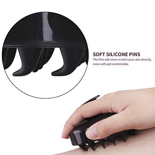 Hair Scalp Massager, BEAUTLOHAS. Shampoo Brush, Scalp Scrubber and Dandruff Brush for Scalp Care Hair Cleaning Shower, Neck and Body Massager, Soft Silicone Comb for Men, Women, Kids and Pets (Black)