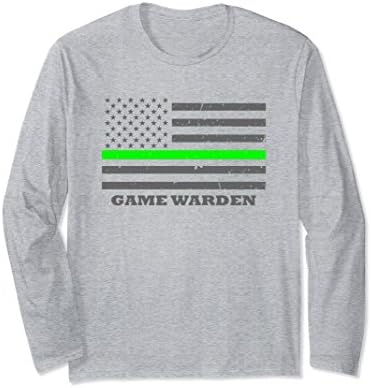 Unisex Game Warden Supporter Green Line Long Sleeve Large Heather Grey