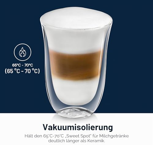 Gläser Set DLSC312, 2 doppelwandige Thermogläser mit Isolierfunktion für kalte und warme Getränke, widerstandsfähiges Borosilikatglas, Spülmaschinenfest, Fassungsvermögen 330 ml , 2 Stück