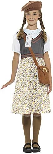 Girl's WWII 1940's Fancy Dress Party Outfit Kids Evacuee School Girl Costume