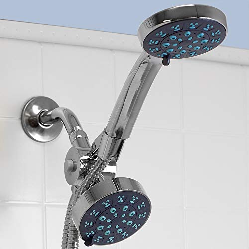 Sunbeam Pure Paradise 3.75 in. Fixed and Handheld Shower Head 5 Function Dual Shower Massager with 5 FT Hose, Chrome (1)