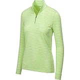 Greg Norman L/s Heathered Mesh 1/4-zip Mock, Lime