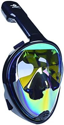 2.0 Verison Full Face Snorkel Mask Foldable Snorkeling Mask 180°View Panoramic with Detachable GoPro Mount Pivot Arm Easy Breath Dry Top Set Anti-fog Anti-leak for Adults Youth (Anti-UV Black, Large)
