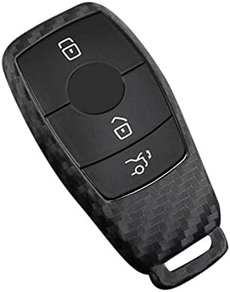 LLDWORK 1pcs Carbon Fiber Pattern Silicone Car Keys Cover, Protect Case for Mercedes Benz 2017 E-Class E43 W213 E300 E400 Sedan Keys - Black
