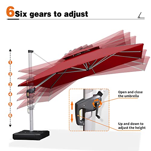 PURPLE LEAF Patio Umbrella 12 Feet Double Top Deluxe Square Offset