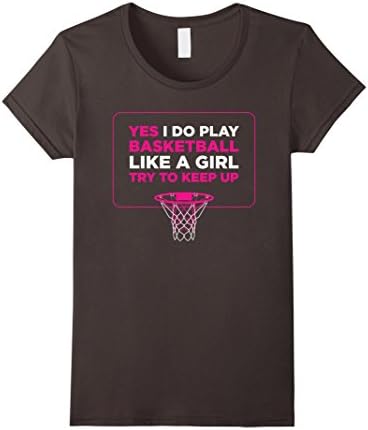 Womens Play Like A Girl T-Shirt - Women Hoops Basketball Tee Shirt Medium Asphalt