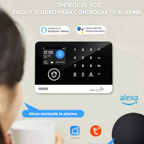 Clicklife - Kit Alarma WiFi Sistema de Seguridad Inalambrica para Casa y Negocio con App Celular, Compatible con Google y Alexa Notificaciobnes en Tiempo Real (10 Sensores, Control de 100 Zonas)