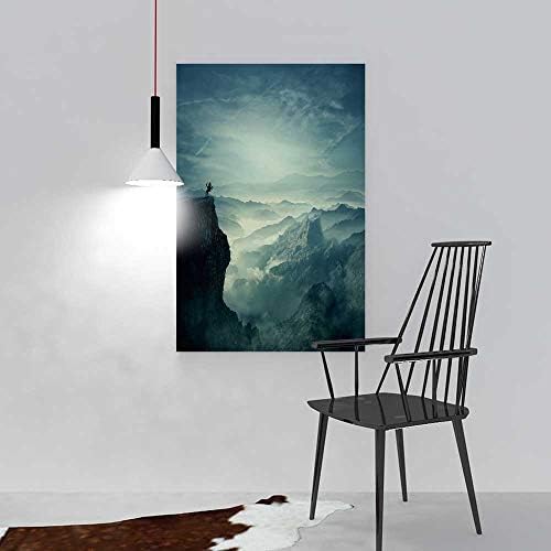 SOCOMIMI Color Wall Art Painting Frameless Young Man Riding a Wild Horse on The Peak a Hotel Office Decor Gift Piece W20 x H28
