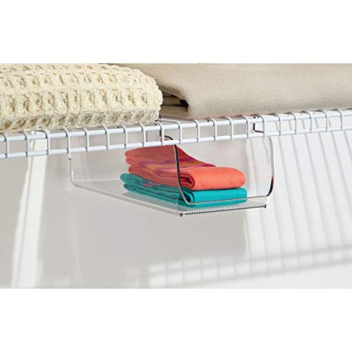mDesign Plastic Hanging Closet Storage Organizer Tray - Small Bin for Bedroom, Linen, Entryway, Hall Closets - Holds Leggings, T-Shirts, Sports Bras, Winter Scarves, Belts, Gloves - Clear