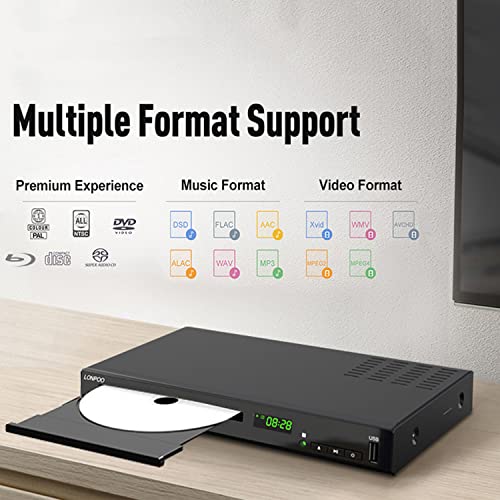 LONPOO Blu Ray DVD Player,Full HD Bluray Disc Player with No Skip,No