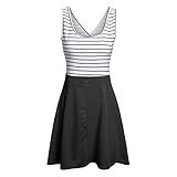 SUNNOW Women Summer Open Back Sleevless Cocktail Slim Black White Striped Mini Dress