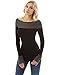 PattyBoutik Women Cable Knit Inset Pullover Sweater (Black and Dark Gray Medium)
