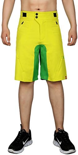 SIMPLORE Men's MTB Mountain Bike Shorts, Baggy Bike Biking Cycling Shorts - Breathable and Quick Dry (Yellow Medium)