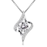 b catcher jewelry for women twist pendant necklace 925 sterling silver cubic zirconia with 45 cm chain