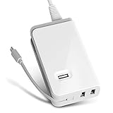 KMASHI® 24W (5V/4.8A) Multi Port USB Charger Charging Station 4 Ports (3-USB Port + Built in a Micro USB Cable) Portable Family-Sized Wall Charger for iPhone 6 Plus 5S 4S iPad 1 mini Air 2, Samsung Galaxy S5 S4 Note 4 7 10, HTC One, Bluetooth Speakers & Headsets and Other 5V Smartphones (Power Cord Length 1.2m)