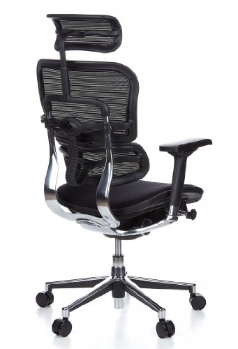 Sedia-Girevole-Ergohuman-Sedile-Tessuto-Schienale-Netto-Nero