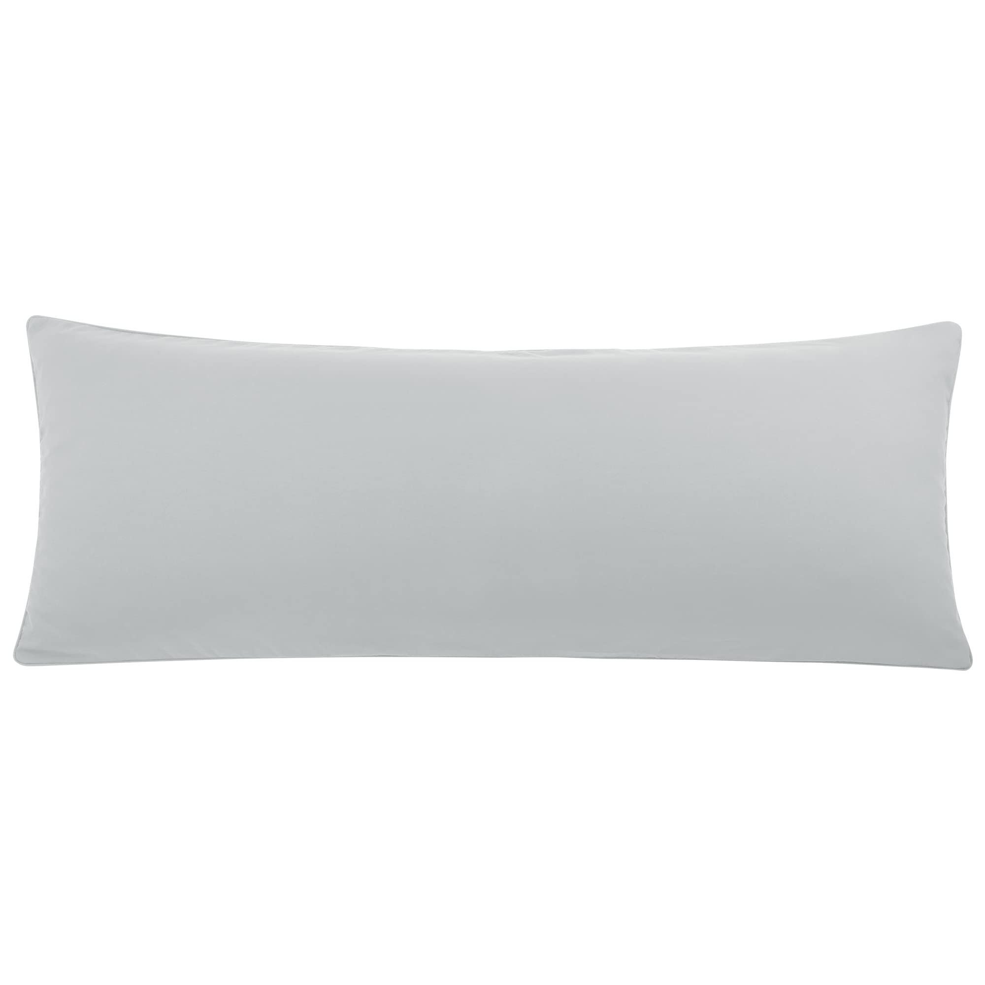PiccoCasa Brushed Body Pillowcases with Roll Rim, Soft Breathable Delicate Piping Pillow Covers with Zipper Closure Light Grey 50x120cm (4ft.)