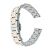 Fitian 16mm Stainless Steel Watch Band for Moto 360 2 (2nd Gen, Woman) Push-button Hidden Clasp Champagne Rose Gold Metal Silver Fit Other Smart Watches (Silver and Rose Gold)