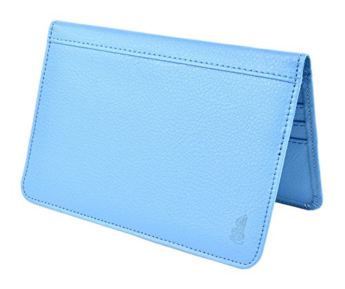 Belle Donne - RFID Blocking Passport Cover Cards Holder PU Leather Travel Wallet - Sky Blue