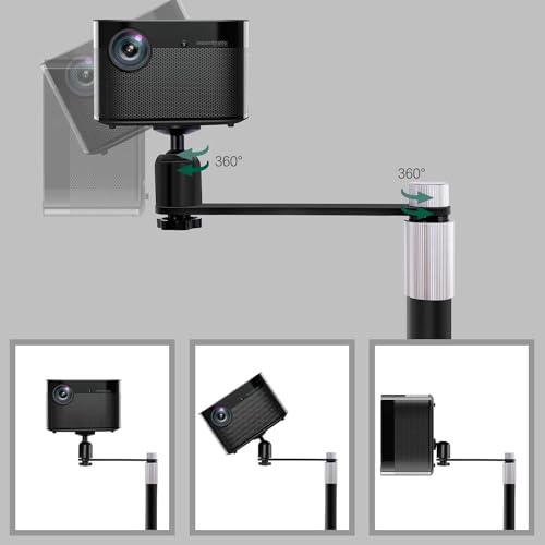 Hcosmy Universal Projector Floor Stand, Black Iron, 160cm Height, 360° Rotatable, Compatible with Most Mini Video Projectors for Home Office